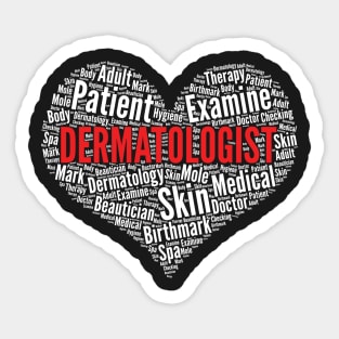 Dermatologist Heart Shape Word Cloud Design Dermatology product Sticker
